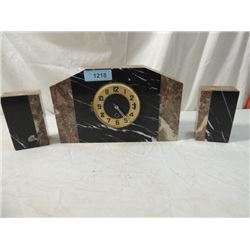 ANTIQUE MARBLE ART DECO 3 PIECE CLOCK SET