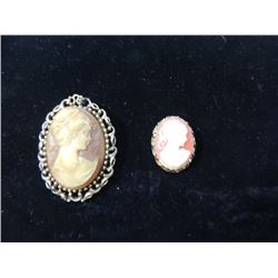 LOT 2 CAMEO STYLE PINS VINTAGE NICE!