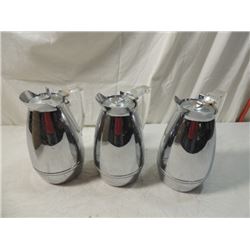 LOT 3 VINTAGE THERMOS CHROME RETRO ACRYLIC SERVERS