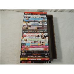 BOX LOT 25 DVD MOVIES IN CASES NEWER ALL KINDS