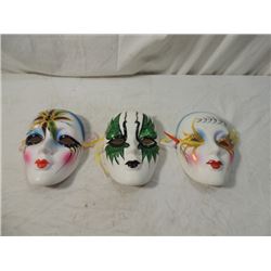 LOT 3 DESIGNER COLLECTIBLE HAND PAINTED MASKS