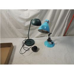 LOT TWO DESK LAMPS HALOGEN STUDY SNAKE