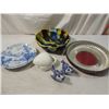 Image 1 : LOT 5 SPATTER POTTERY BOWL DELFT PLATE MORE