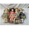 Image 1 : LOT 4 VINTAGE BLONDE HAIRED DOLLS STANDS PORCELAIN