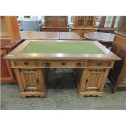 ANTIQUE CAPTAINS STYLE GOTHIC SOLID OAK DESK