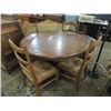 Image 1 : NICE ANTIQUE ROUND OAK PEDESTAL TABLE & CHAIRS