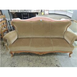 BEAUTIFUL ANTIQUE VELOUR WOOD SOFA COUCH DUVET