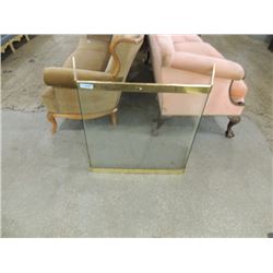 BRASS & GLASS FIREPLACE SCREEN SPARK GUARD