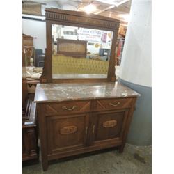 MARBLE TOP SERVER HUTCH DRESSER SIDEBOARD MIRRORED