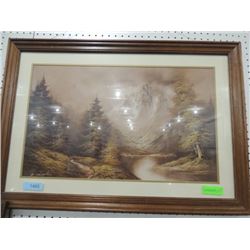 WOODEN B. CHIPTON SIGNED PRINT FRAMED