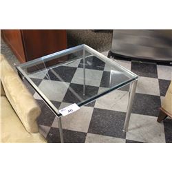 GLASS W/ CHROME FRAME 2' X 2' END TABLE