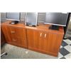 Image 3 : CHERRY BOW-FRONT BEVELED EDGE 6' L-SHAPE EXECUTIVE DESK COMES WITH 6' MATCHING CREDENZA (RH)