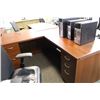 Image 2 : CHERRY BOW-FRONT BEVELED EDGE 6' L-SHAPE EXECUTIVE DESK COMES WITH 6' MATCHING CREDENZA (LH)