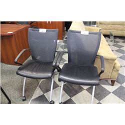 HAWORTH X99 SEMINAR LEATHER MESH-BACK NESTING MOBILE CLIENT CHAIR