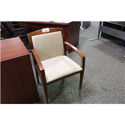 HAWORTH BEIGE CHERRY FRAMED CLIENT CHAIR