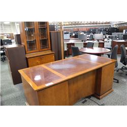 PAOLI TRADITIONAL BURLE INLAID 6' EXECUTIVE DESK W/ MATCHING GLASS DOOR STORAGE CABINET