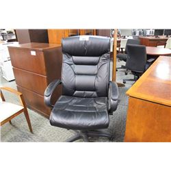 BLACK LEATHER OVER STUFFED HIGH BACK EXECUTIVE CHAIR