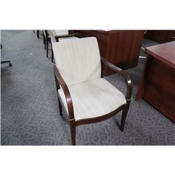 HAWORTH BEIGE MAHOGANY FRAME CLIENT CHAIR