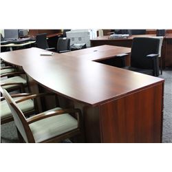 CHERRY BOW FRONT L-SHAPE EXECUTIVE DESK