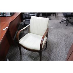 HAWORTH BEIGE MAHOGANY FRAME CLIENT CHAIR