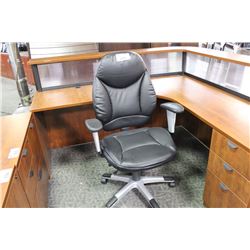 BLACK LEATHER MULTI LEVER HIGH BACK TASK CHAIR