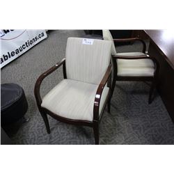 HAWORTH BEIGE MAHOGANY FRAME CLIENT CHAIR