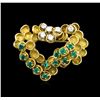 Image 1 : 0.85ctw Emerald and Diamond Pin - 18KT Two-Tone Gold