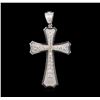 Image 1 : 0.45ctw Diamond Cross Pendant - 14KT White Gold