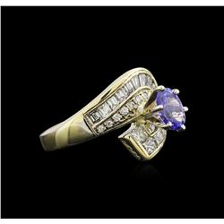 0.96ct Tanzanite and Diamond Ring - 14KT Yellow Gold