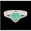 Image 2 : 14KT White Gold 0.89ct Emerald and Diamond Ring