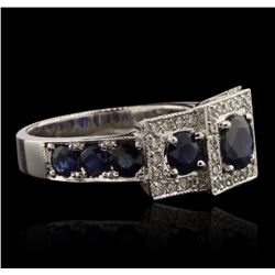 14KT White Gold 0.75ct Sapphire and Diamond Ring