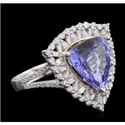 14KT Two-Tone Gold 6.65ct Tanzanite and Diamond Ring