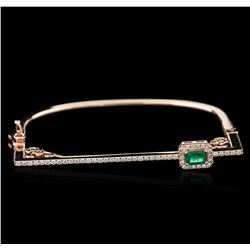 14KT Rose Gold 0.40ct Emerald and Diamond Bracelet