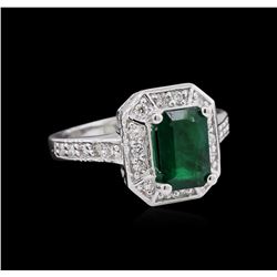 1.71ct Emerald and Diamond Ring - 14KT White Gold