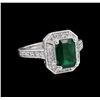 Image 1 : 1.71ct Emerald and Diamond Ring - 14KT White Gold