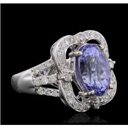 14KT White Gold 5.85ct Tanzanite and Diamond Ring