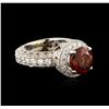 Image 1 : 18KT White Gold 4.24ct Almandite and Diamond Ring