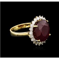 11.21ct Ruby and Diamond Ring - 14KT Yellow Gold