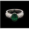 Image 2 : 1.78ct Emerald and Diamond Ring - 18KT White Gold