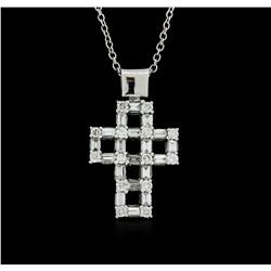 14KT White Gold 1.33ctw Diamond Cross Pendant With Chain