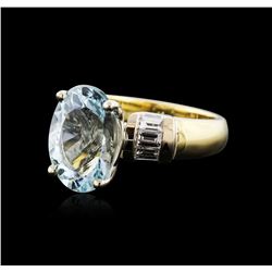 14KT Yellow and White Gold 4.93ct Aquamarine and Diamond Ring