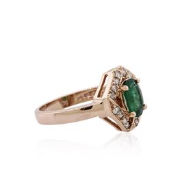 14KT Rose Gold 0.94ct Emerald and Diamond Ring