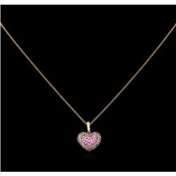 0.81ctw Pink Sapphire and Diamond Pendant With Chain - 14KT Rose Gold
