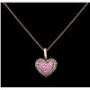 Image 2 : 0.81ctw Pink Sapphire and Diamond Pendant With Chain - 14KT Rose Gold