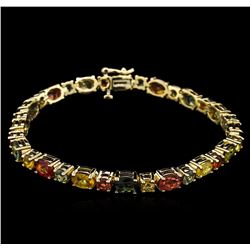 17.55ctw Multi Color Sapphire Bracelet - 14KT Yellow Gold