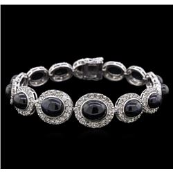 42.76ctw Star Sapphire and Diamond Bracelet - 14KT White Gold