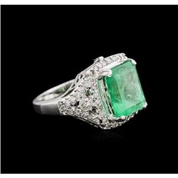 5.87ct Emerald and Diamond Ring - 14KT White Gold