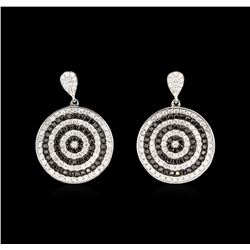 1.11ctw Black Diamond Earrings - 14KT White Gold