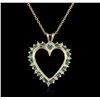 Image 1 : 14KT Yellow Gold Emerald and Diamond Pendant With Chain