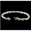 Image 3 : 14KT White Gold 5.32ctw Multicolor Sapphire and Diamond Bracelet